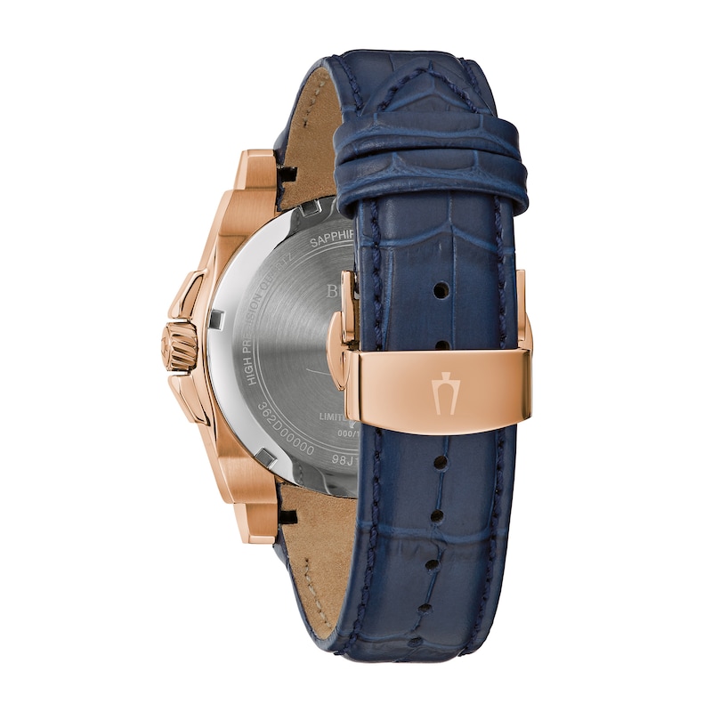 Main Image 3 of Men's Bulova Icon Marc Anthony Rainbow Crystal Accent Blue Strap Watch with White Dial (Model: 98J126)