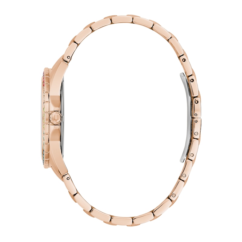 Main Image 2 of Men's Bulova Phantom Rainbow Crystal Accent Rose-Tone Watch with Black Dial (Model: 97A180)