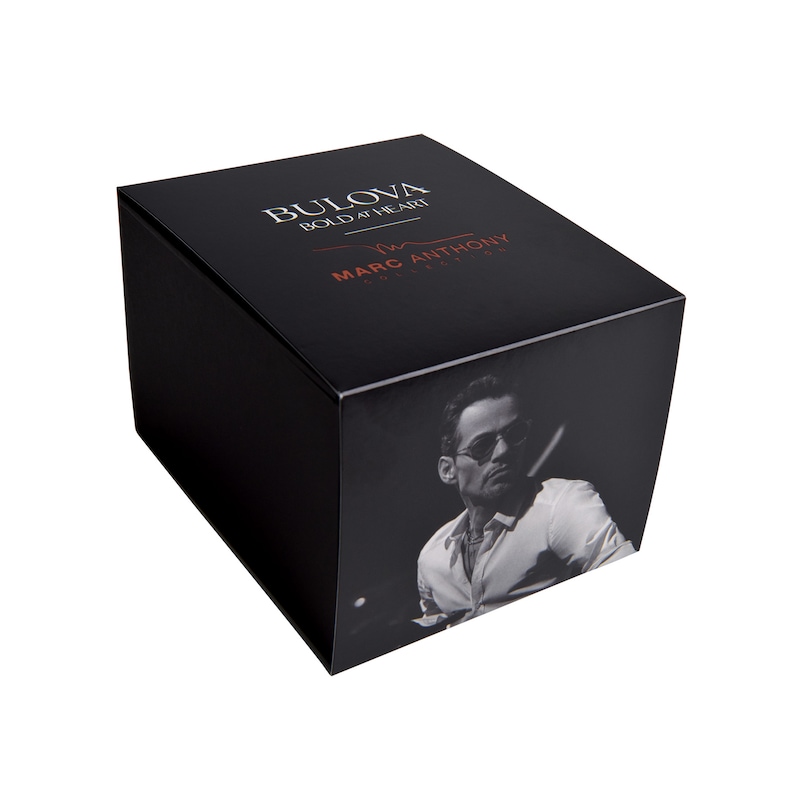 Main Image 4 of Men's Bulova Quadra Marc Anthony Diamond Accent Gold-Tone Watch with Black Square Dial (Model: 97D132)