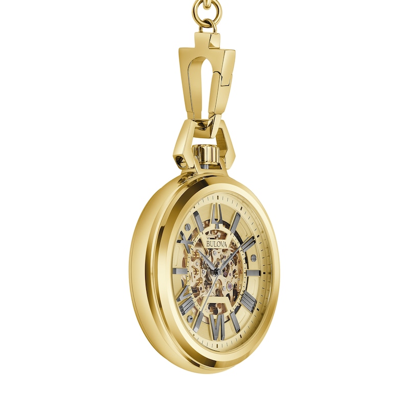 Main Image 2 of Men's Bulova Sutton Gold-Tone Pocket Watch with Skeleton Dial (Model: 97A178)