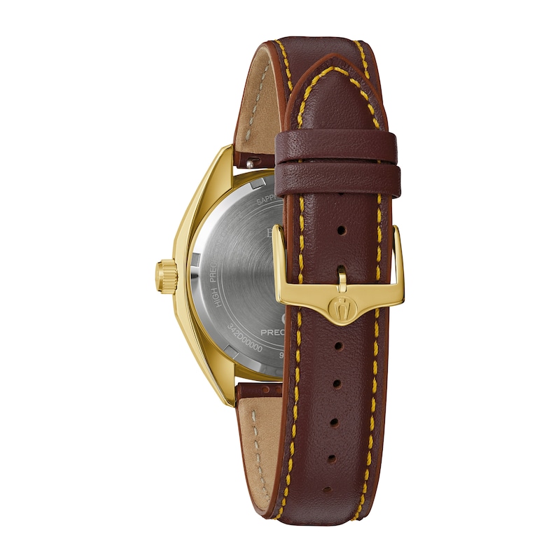 Main Image 3 of Men's Bulova Classic Gold-Tone Brown Leather Strap Watch with Gold-Tone Dial (Model: 97B214)