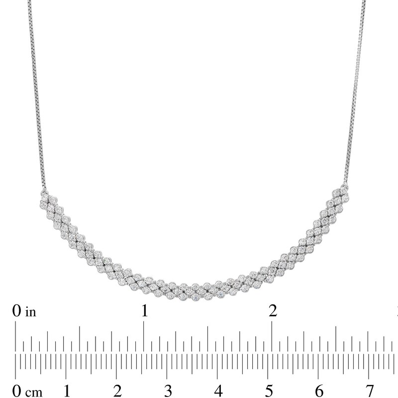 Main Image 3 of 1 CT. T.W. Diamond Scallop Edge Curved Bar Necklace in 10K White Gold - 15.5"