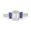 Thumbnail Image 3 of Vera Wang Love Collection 1-1/4 CT. T.W. Emerald-Cut Diamond and Sapphire Three Stone Engagement Ring in 14K White Gold