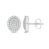 Thumbnail Image 1 of 1 CT. T.W. Oval Multi-Diamond Layered Stud Earrings in 10K White Gold