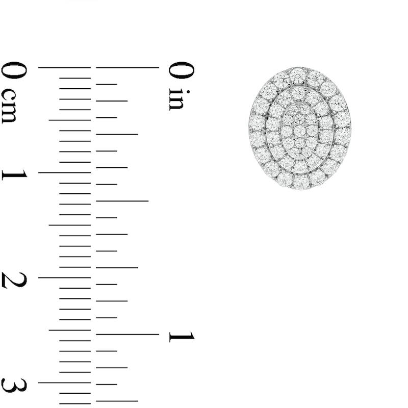 Main Image 2 of 1 CT. T.W. Oval Multi-Diamond Layered Stud Earrings in 10K White Gold
