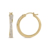 Thumbnail Image 0 of 1/2 CT. T.W. Diamond Double Row Criss-Cross Overlay Hoop Earrings in Sterling Silver with 14K Gold Plate