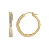 Thumbnail Image 1 of 1/2 CT. T.W. Diamond Double Row Criss-Cross Overlay Hoop Earrings in Sterling Silver with 14K Gold Plate