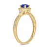 Thumbnail Image 2 of 5.0mm Blue Lab-Created Sapphire and 1/10 CT. T.W. Diamond Cushion Frame Promise Ring in 10K Gold