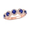 Thumbnail Image 1 of 4.0mm Blue Lab-Created Sapphire and 1/3 CT. T.W. Diamond Five Stone Band in Sterling Silver with 14K Rose Gold Plate
