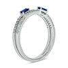 Thumbnail Image 2 of Sideways Baguette-Cut Blue Lab-Created Sapphire and 1/4 CT. T.W. Diamond Double Row Band in 10K White Gold