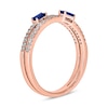 Thumbnail Image 1 of Sideways Baguette-Cut Blue Lab-Created Sapphire and 1/4 CT. T.W. Diamond Double Row Band in 10K Rose Gold