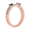 Thumbnail Image 1 of Sideways Baguette-Cut Blue Lab-Created Sapphire and 1/4 CT. T.W. Diamond Double Row Band in 10K Rose Gold