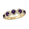 Thumbnail Image 1 of 4.0mm Amethyst and 1/3 CT. T.W. Diamond Frame Five Stone Band in Sterling Silver with 14K Gold Plate