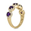 Thumbnail Image 2 of 4.0mm Amethyst and 1/3 CT. T.W. Diamond Frame Five Stone Band in Sterling Silver with 14K Gold Plate