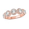 Thumbnail Image 1 of 4.0mm White Lab-Created Sapphire and 1/3 CT. T.W. Diamond Five Stone Band in Sterling Silver with 14K Rose Gold Plate