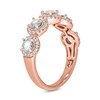 Thumbnail Image 2 of 4.0mm White Lab-Created Sapphire and 1/3 CT. T.W. Diamond Five Stone Band in Sterling Silver with 14K Rose Gold Plate