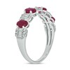 Thumbnail Image 2 of Alternating Oval Lab-Created Ruby and 1/3 CT. T.W. Emerald Multi-Diamond Band in 10K White Gold