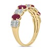 Thumbnail Image 2 of Alternating Oval Lab-Created Ruby and 1/3 CT. T.W. Emerald Multi-Diamond Band in 10K Gold