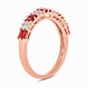 Thumbnail Image 2 of Alternating Baguette-Cut Lab-Created Ruby and 1/5 CT. T.W. Quad Diamond Band in 10K Rose Gold