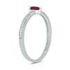 Thumbnail Image 2 of Pear-Shaped Lab-Created Ruby and 1/10 CT. T.W. Diamond Ring in Sterling Silver