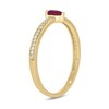 Thumbnail Image 2 of Pear-Shaped Lab-Created Ruby and 1/10 CT. T.W. Diamond Ring in Sterling Silver with 14K Gold Plate