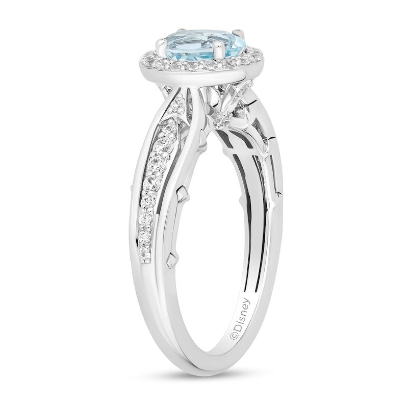 Collector's Edition Enchanted Disney Frozen 10th Anniversary Blue Topaz and Diamond Engagement Ring in 14K White Gold