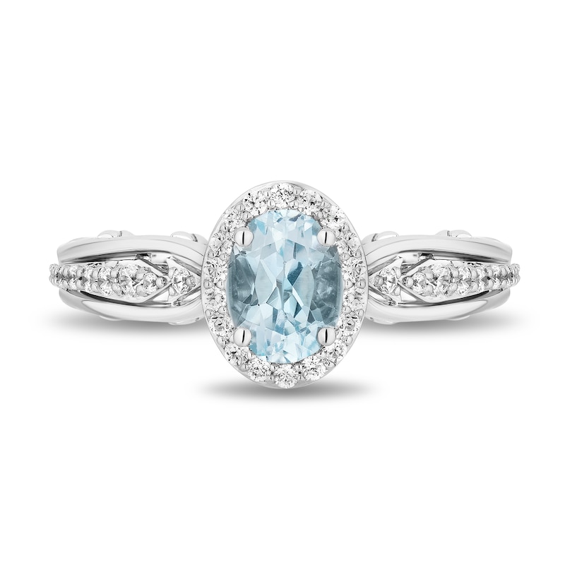 Collector's Edition Enchanted Disney Frozen 10th Anniversary Blue Topaz and Diamond Engagement Ring in 14K White Gold