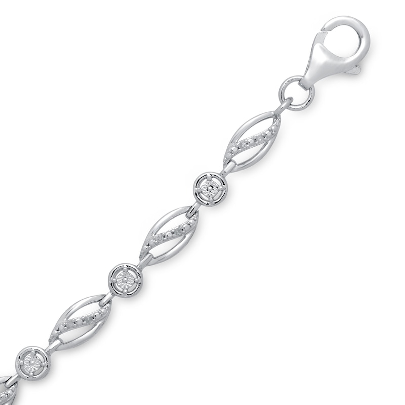 1/10 CT. T.W. Diamond Marquise Station Line Bracelet in Sterling Silver - 7.5"