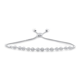 1/5 CT. T.W. Pear and Oval Multi-Diamond Alternating Bolo Bracelet in Sterling Silver - 9.5"