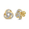 Thumbnail Image 1 of 1/10 CT. T.W. Diamond Double Row Love Knot Stud Earrings in 10K Gold