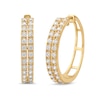 Thumbnail Image 1 of 1 CT. T.W. Diamond Split Double Row Hoop Earrings in 10K Gold