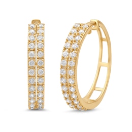 1 CT. T.W. Diamond Split Double Row Hoop Earrings in 10K Gold