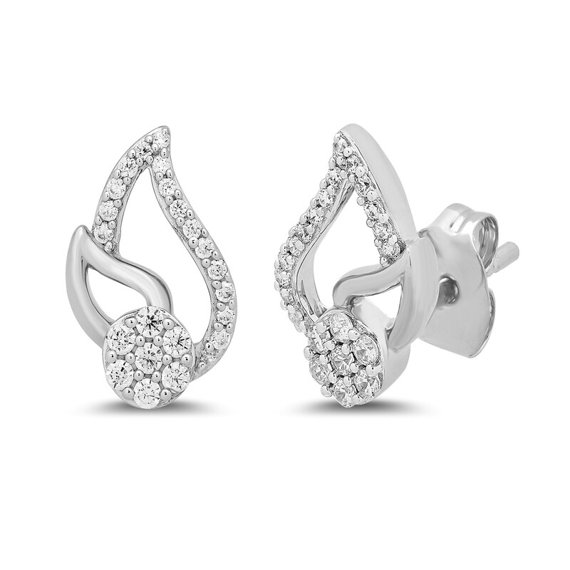 1/4 CT. T.W. Multi-Diamond Open Flame Stud Earrings in Sterling Silver