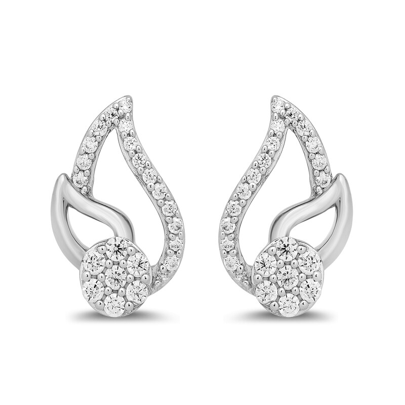 1/4 CT. T.W. Multi-Diamond Open Flame Stud Earrings in Sterling Silver
