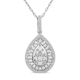 1/2 CT. T.W. Pear Multi-Diamond Teardrop Pendant in 10K White Gold