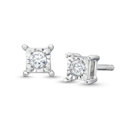 1/8 CT. T.W. Certified Lab-Created Diamond Miracle Square Frame Solitaire Stud Earrings in Sterling Silver (I/SI2)
