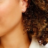 Thumbnail Image 2 of 1/8 CT. T.W. Certified Lab-Grown Diamond Miracle Square Frame Solitaire Stud Earrings in Sterling Silver (I/SI2)