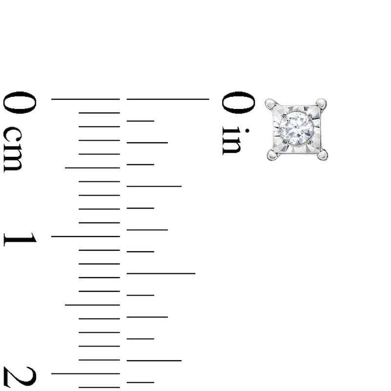 Main Image 3 of 1/8 CT. T.W. Certified Lab-Grown Diamond Miracle Square Frame Solitaire Stud Earrings in Sterling Silver (I/SI2)