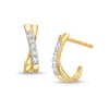Thumbnail Image 1 of 1/10 CT. T.W. Lab-Grown Diamond Criss-Cross J-Hoop Earrings in 10K Gold