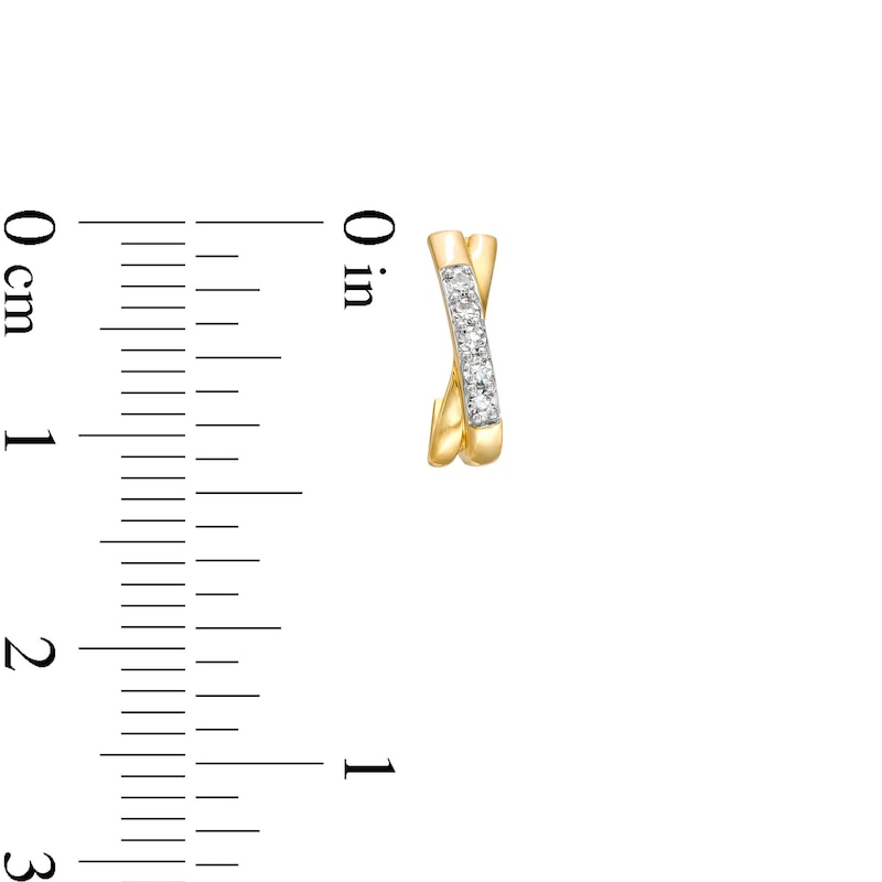 Main Image 3 of 1/10 CT. T.W. Lab-Grown Diamond Criss-Cross J-Hoop Earrings in 10K Gold