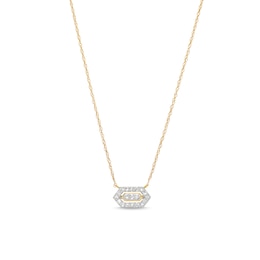 1/10 CT. T.W. Lab-Grown Diamond Elongated Hexagon Necklace in 10K Gold