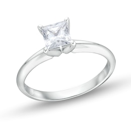1 CT. Princess-Cut Certified Lab-Grown Diamond Solitaire Engagement Ring in 14K White Gold (I/SI2)
