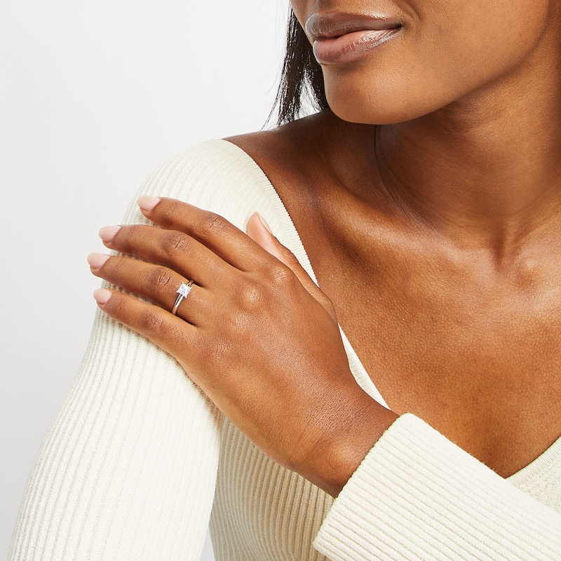 Main Image 2 of 1 CT. Princess-Cut Certified Lab-Grown Diamond Solitaire Engagement Ring in 14K White Gold (I/SI2)