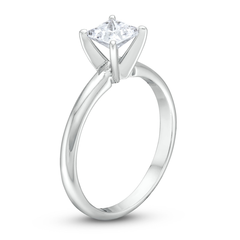 1 CT. Princess-Cut Certified Lab-Created Diamond Solitaire Engagement Ring in 14K White Gold (I/SI2)