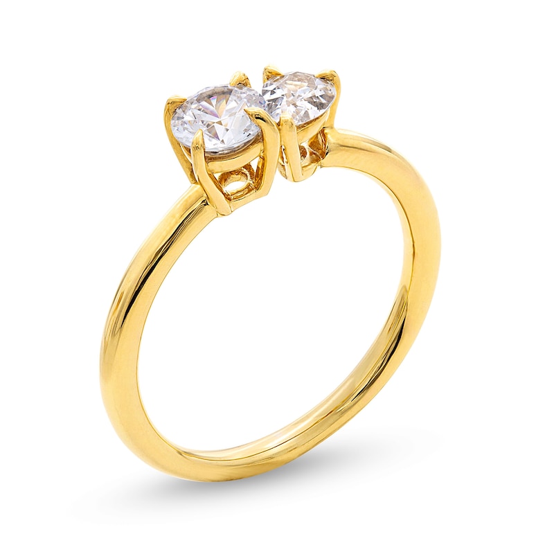 Main Image 3 of 3/4 CT. T.W. Pear-Shaped and Round Diamond Toi et Moi Engagement Ring in 14K Gold