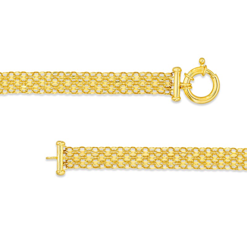 Main Image 3 of 5.5mm Bismark Chain with Bee and Flower Charms Bracelet in Hollow 10K Gold
