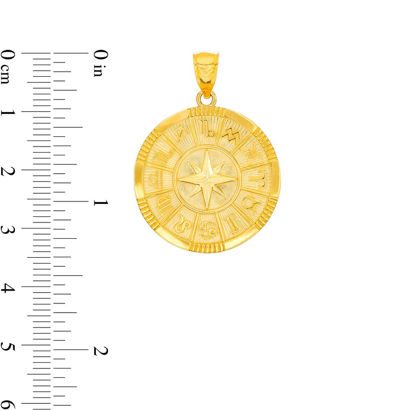 Main Image 2 of Zodiac Signs Chart Disc Necklace Charm in Solid 10K Gold