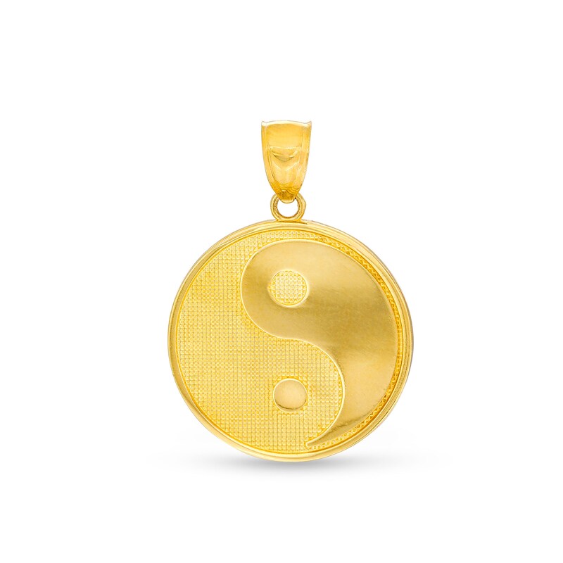Main Image 1 of Yin Yang Symbol Disc Necklace Charm in Solid 10K Gold