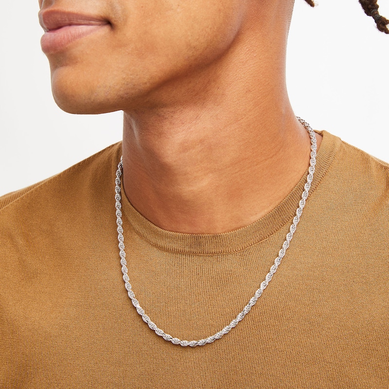 Main Image 2 of 4.0mm Rope Chain Necklace in Solid Sterling Silver  - 22"