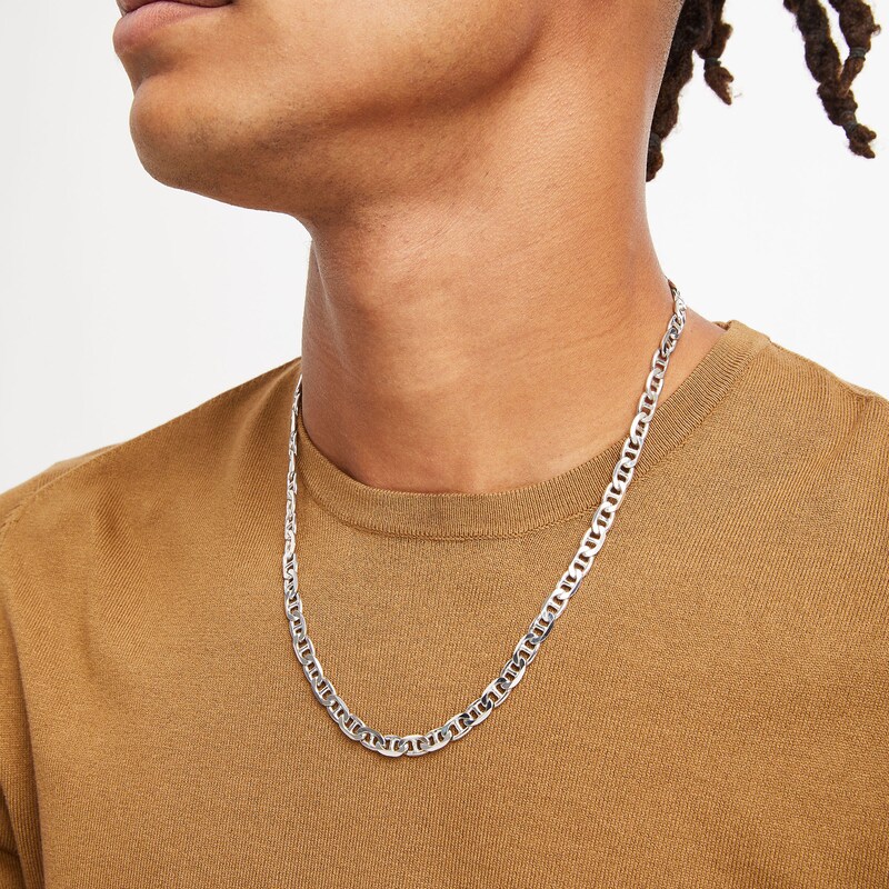 Main Image 2 of 6.9mm Mariner Chain Necklace in Solid Sterling Silver  - 22"